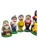 Biancaneve e i Sette Nani – Set Artigianale Grande in Cemento Dipinto a Mano - Notaro Manufatti