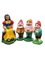 Biancaneve e i Sette Nani – Set Artigianale Grande in Cemento Dipinto a Mano - Notaro Manufatti