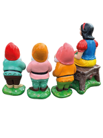 Biancaneve e i Sette Nani – Set Artigianale Grande in Cemento Dipinto a Mano - Notaro Manufatti