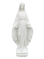 Madonna Immacolata Miracolosa Base Quadrata in Cemento H60 - Bianco - Notaro Manufatti