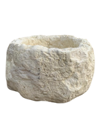 Vaso Sasso Tondo Alto Anticato Beige - Notaro Manufatti