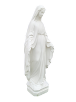 Madonna Immacolata Miracolosa Base Quadrata in Cemento H60 - Bianco - Notaro Manufatti