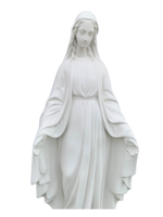 Madonna Immacolata Miracolosa Base Quadrata in Cemento H60 - Bianco - Notaro Manufatti