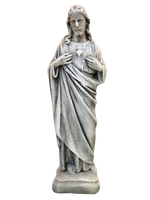 Sacro Cuore In Cemento 40H Anticato Grigio - Notaro Manufatti