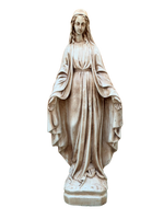 Madonna Immacolata Miracolosa Base Quadrata in Cemento H60 Anticata Marrone - Notaro Manufatti