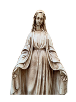 Madonna Immacolata Miracolosa Base Quadrata in Cemento H60 Anticata Marrone - Notaro Manufatti