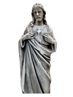 Sacro Cuore In Cemento 40H Anticato Grigio - Notaro Manufatti