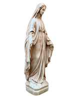 Madonna Immacolata Miracolosa Base Quadrata in Cemento H60 Anticata Marrone - Notaro Manufatti