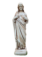 Sacro Cuore In Cemento 40H Anticato Marrone - Notaro Manufatti