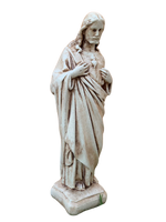 Sacro Cuore In Cemento 40H Anticato Marrone - Notaro Manufatti