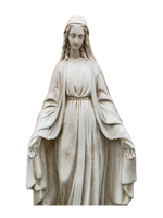 Madonna Immacolata Miracolosa Base Quadrata in Cemento H60 Anticata Beige - Notaro Manufatti