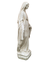 Madonna Immacolata Miracolosa Base Quadrata in Cemento H60 Anticata Beige - Notaro Manufatti