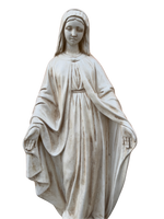 Madonna Immacolata Miracolosa Base Esagonale in cemento H63 Anticata Beige - Notaro Manufatti