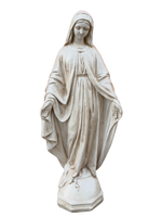 Madonna Immacolata Miracolosa Base Esagonale in cemento H63 Anticata Beige - Notaro Manufatti