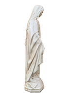 Madonna Immacolata Miracolosa Base Esagonale in cemento H63 Anticata Beige - Notaro Manufatti