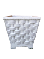 Vaso Quadrato Vimini con piedi - Bianco - Notaro Manufatti