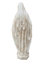 Madonna Immacolata Miracolosa Base Esagonale in cemento H63 Anticata Beige - Notaro Manufatti