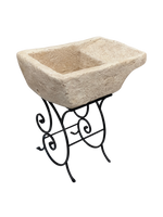 Pila Austri – Lavandino Rustico colore Beige Naturale con Struttura in Ferro Battuto - Notaro Manufatti