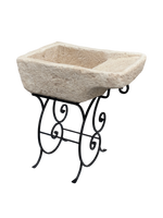 Pila Austri – Lavandino Rustico colore Beige Naturale con Struttura in Ferro Battuto - Notaro Manufatti