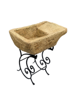 Pila Austri – Lavandino Rustico in Effetto Pietra con Struttura in Ferro Battuto - Notaro Manufatti