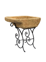 Pila Austri – Lavandino Rustico in Effetto Pietra con Struttura in Ferro Battuto - Notaro Manufatti
