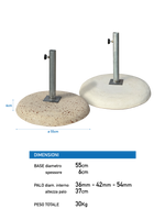 Base Zavorra per Ombrellone in cemento con Tubolare Zincato Incluso in Effetto Travertino - Notaro Manufatti