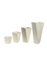 Vaso Svirgolato Alto in Cemento Bianco - Notaro Manufatti