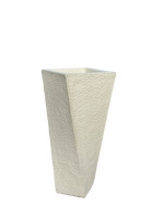 Vaso Svirgolato Alto in Cemento Bianco - Notaro Manufatti