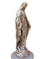 Madonna Immacolata Miracolosa Base Esagonale in cemento H63 Anticata Marrone - Notaro Manufatti