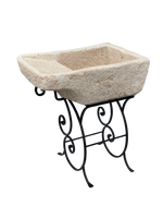 Pila Austri – Lavandino Rustico colore Beige Naturale con Struttura in Ferro Battuto - Notaro Manufatti