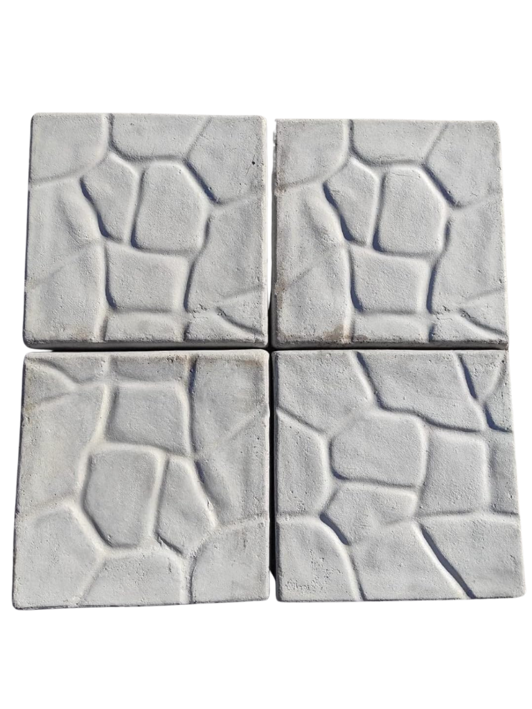 Set di 4 Marmette per Ombrellone 50x50 in Cemento Bianco – Effetto Roccia - Notaro Manufatti