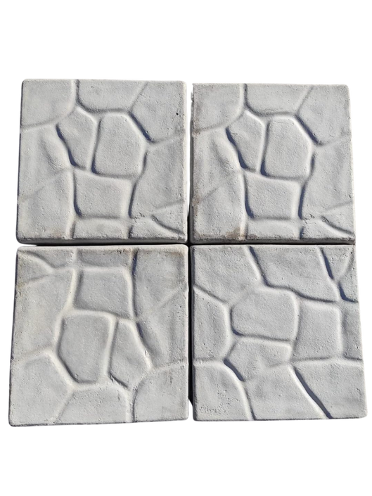 Set di 4 Marmette per Ombrellone 50x50 in Cemento Bianco – Effetto Roccia - Notaro Manufatti