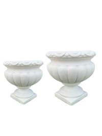 Vaso Ciano Bianco in cemento per piante – stile classico romano per esterni e giardini
