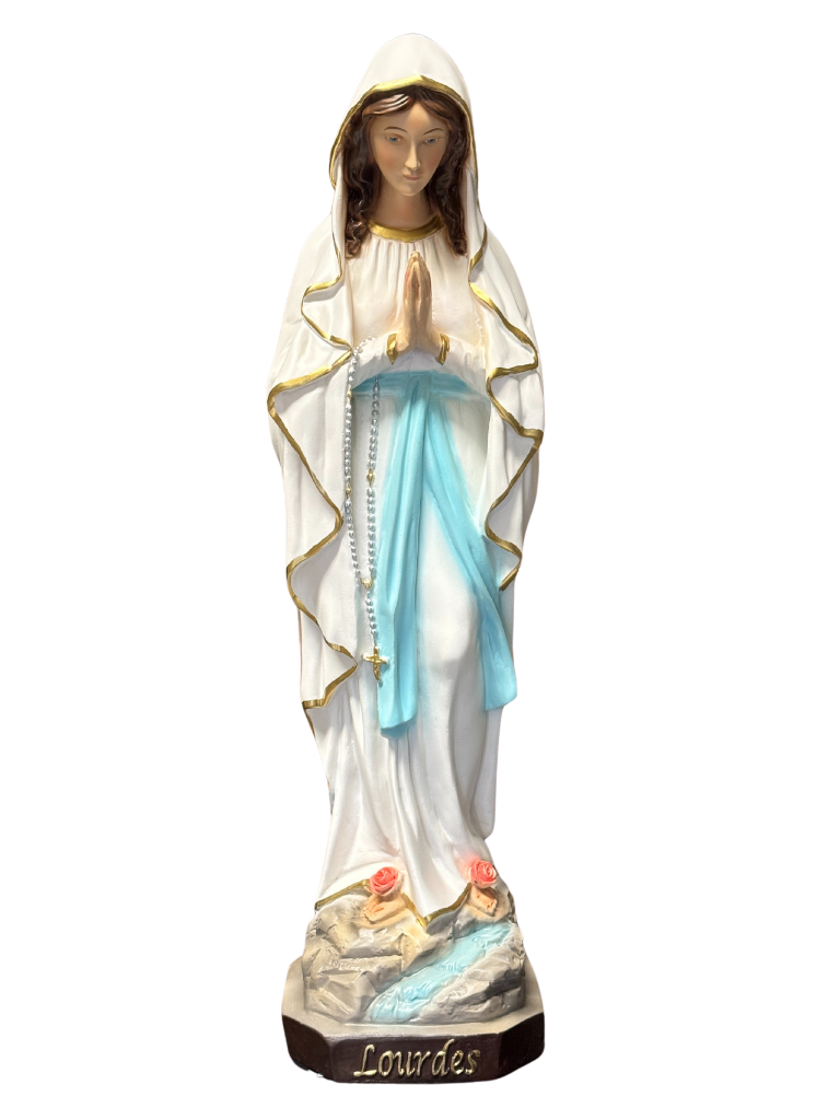 Statua della Madonna di Lourdes in Vetroresina – Dipinta a Mano - Notaro Manufatti