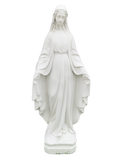 Madonna Immacolata Miracolosa Base Quadrata in Cemento H60 - Bianco - Notaro Manufatti