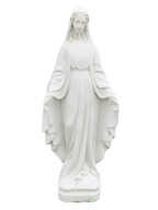 Madonna Immacolata Miracolosa Base Quadrata in Cemento H60 - Bianco - Notaro Manufatti