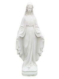 Madonna Immacolata Miracolosa Base Quadrata in Cemento H60 Bianco