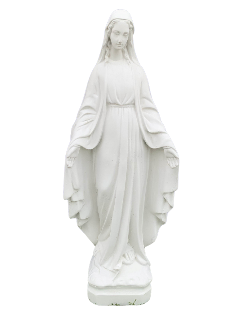 Madonna Immacolata Miracolosa Base Quadrata in Cemento H60 - Bianco - Notaro Manufatti