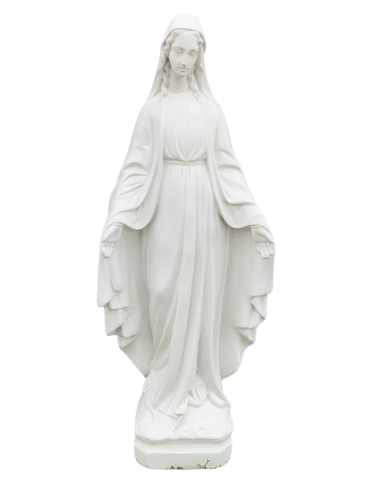 Madonna Immacolata Miracolosa Base Quadrata in Cemento H60 - Bianco - Notaro Manufatti