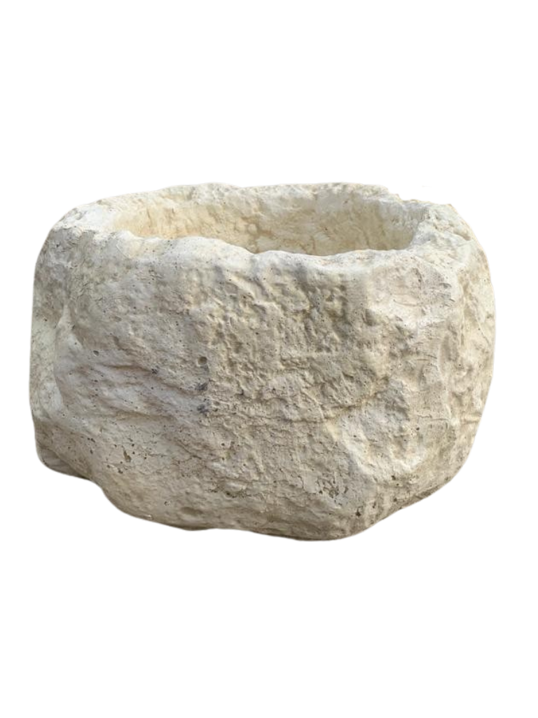 Vaso Sasso Tondo Alto Anticato Beige - Notaro Manufatti