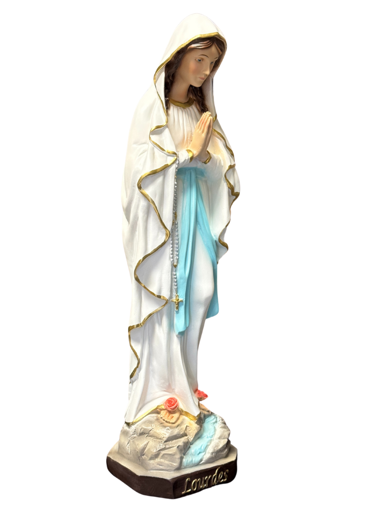 Statua della Madonna di Lourdes in Vetroresina – Dipinta a Mano - Notaro Manufatti