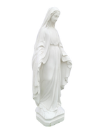 Madonna Immacolata Miracolosa Base Quadrata in Cemento H60 - Bianco - Notaro Manufatti