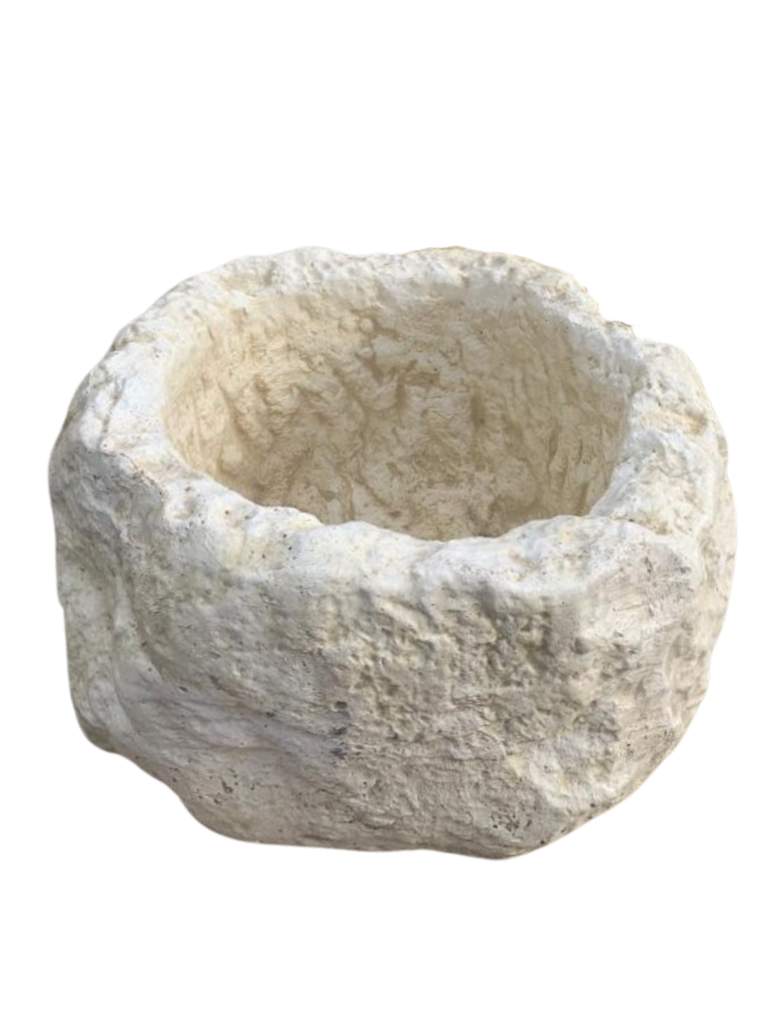 Vaso Sasso Tondo Alto Anticato Beige - Notaro Manufatti