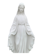 Madonna Immacolata Miracolosa Base Quadrata in Cemento H60 - Bianco - Notaro Manufatti