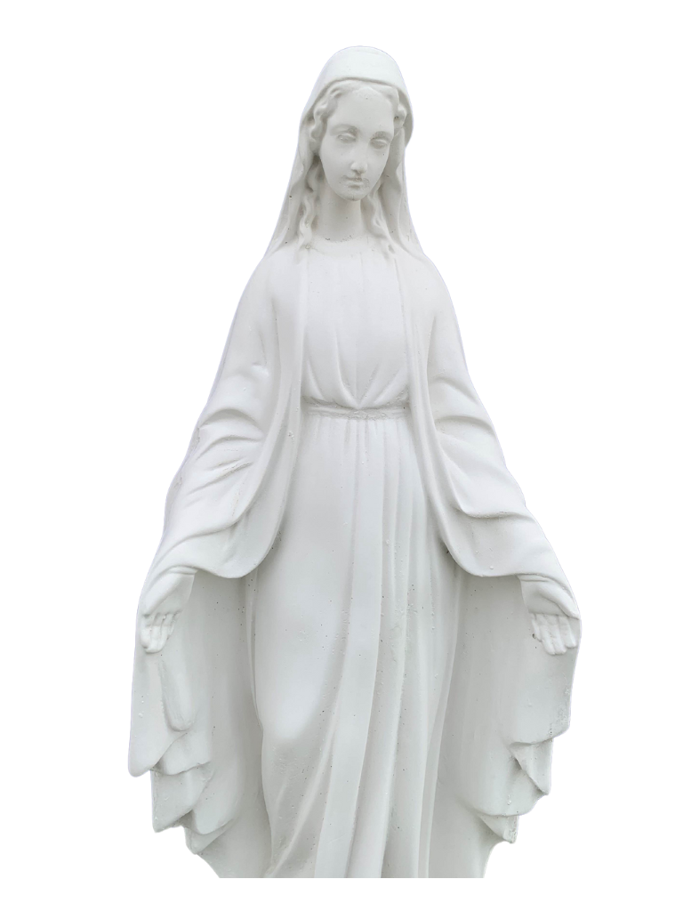 Madonna Immacolata Miracolosa Base Quadrata in Cemento H60 - Bianco - Notaro Manufatti