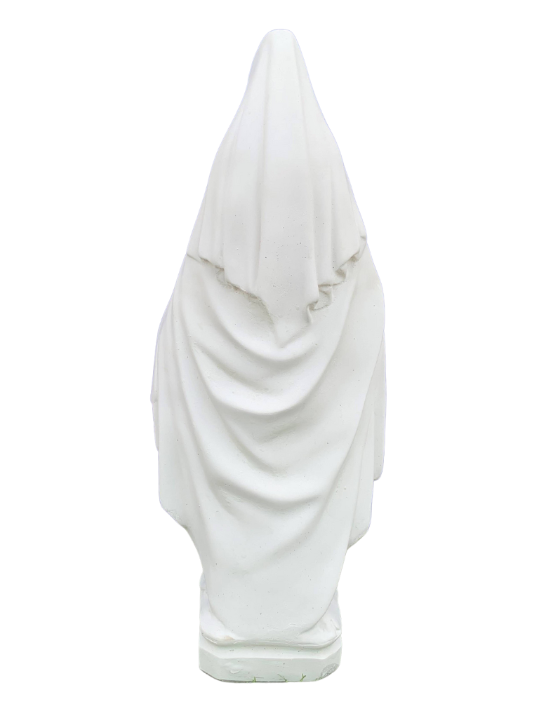 Madonna Immacolata Miracolosa Base Quadrata in Cemento H60 - Bianco - Notaro Manufatti