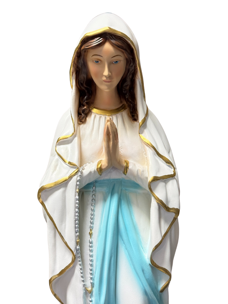 Statua della Madonna di Lourdes in Vetroresina – Dipinta a Mano - Notaro Manufatti