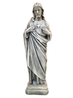 Sacro Cuore In Cemento 40H Anticato Grigio - Notaro Manufatti
