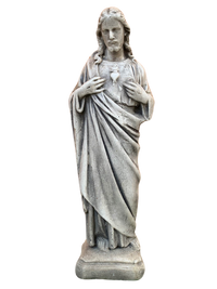Sacro Cuore In Cemento 40H Anticato Grigio