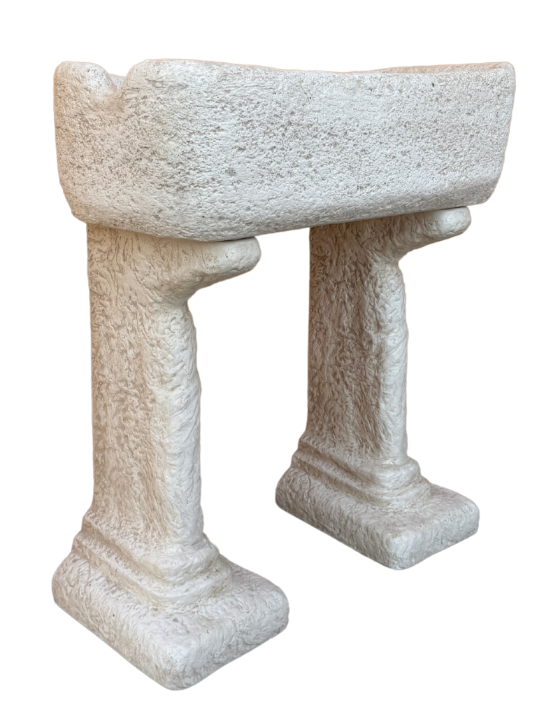 Lavabo Rustico in Cemento Anticato Beige - Stile Artigianale e Resistente - Notaro Manufatti